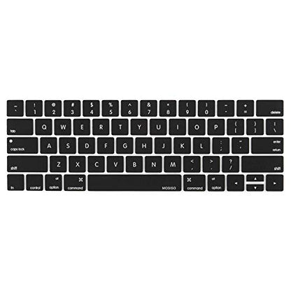 MOSISO Keyboard Cover Compatible with MacBook Pro with Touch Bar 13 and 15 inch 2019 2018 2017 2016 (Model: A2159, A1989, A1990, A1706, A1707), Silicone Skin Protector, Black