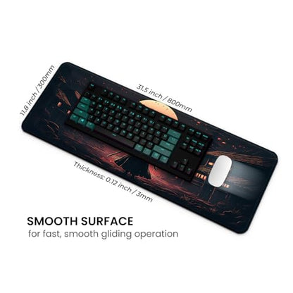 MAY FLOWER Gaming Mouse pad, Large Laptop Mousepad, Full Keyboard Mat, Long Computer Mouse Mat for Home and Office, Anti-Slip Rubber Base, 31.5 x 11.8 Inches (Samurai) - color: Samurai