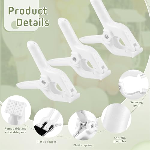 LemonRoad 16 Pcs 4" Clips for Balloon Arch White Heavy Duty 2" Opening Spring Clamps for Birthday Baby Shower Balloon Arch, Tablecloth Clip, Backdrop Stand for Wedding Photography Studio Decoration