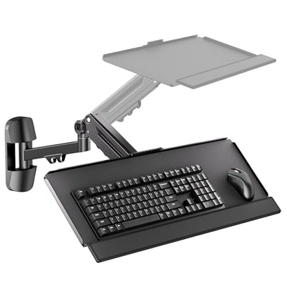 Wall Mount Keyboard Tray- Keyboard and Mouse Stand & Monitor Mount Arm,Height Adjustable Typing Platform Holds up to 26.4 lbs,Black