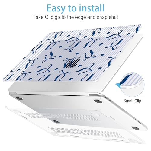 Mektron Case for 2026 MacBook Neo 13-inch A18 Pro chip A3404 Laptop Cover with 13-inch (Diagonal) Liquid Retina Display+ Keyboard Cover+ Screen Protector, Bowknots Blue Striped - color: Bowknots Blue Striped