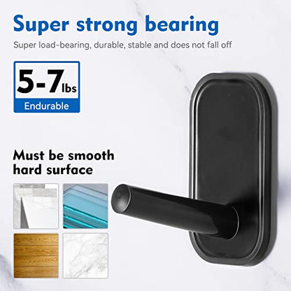 INNPLUS 6-Piece Adhesive Hook Set - Self-Adhesive Wall Hooks for Towels, Coats, Hats, Scarves & More (Black)