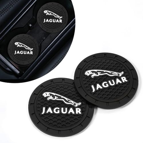 2PCS Car Cup Holder Coasters,Non-Slip Car Coasters for Jaguar XE XEL XF XFL XJ F-PACE F-Type Drink Holder Compatible with,Vehicle Inner Accessories for Cup Insert Mat,Silicone - color: Bd-jbao