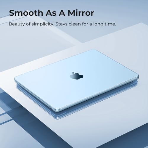 EooCoo Case Compatible with MacBook Air 13 inch M5 2026-2022 Release M4 M3 M2 A3449 A3240 A3113 A2681, Hard Shell&Keyboard Skin Cover&Screen Protector for Mac Air 13.6 inch, Gloss SkyBlue - color: Gloss Skyblue