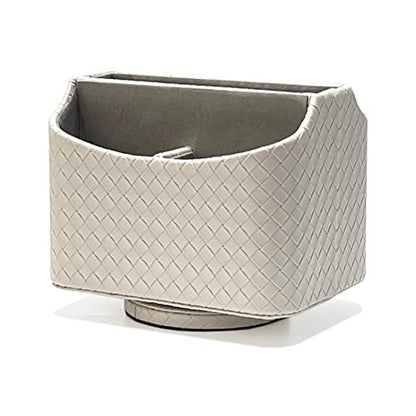 UnionBasic Rotating Desk Organizer, 360 Desk Spinning Caddy, Desktop TV Guide/Mail/Media/Remote Controller Holder Organizer, Woven Beige - color: Woven Beige