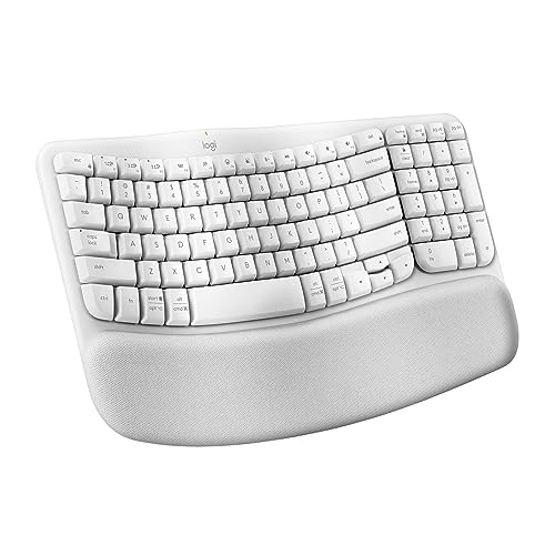 Logitech Wave Keys Wireless Ergonomic Keyboard with Cushioned Palm Rest, Comfortable Natural Typing, Easy-Switch, Bluetooth, Logi Bolt Receiver, for Multi-OS, Windows/Mac - Off White - color: Off White