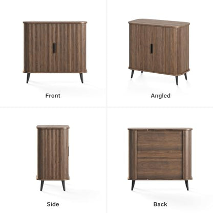 Svimi Accent Cabinet with Sliding Doors - Walnut Sideboard Buffet Cabinet with Storage for Coffee Bar, Console Table - MCM Design Bar Cabinets for Modern Home Décor