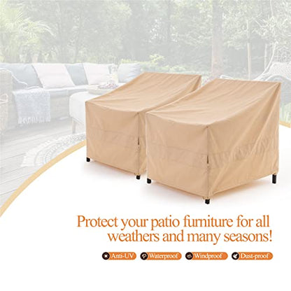 WJ-X3 Patio Chair Cover, Outdoor Lounge Cover, Heavy Duty, Waterproof Lawn Chair Covers, 36W x 40D x 36H, Beige, 2-Pack - color: Beige, size: 36W x 40D x 36H, 2-Pack, Lounge Chair