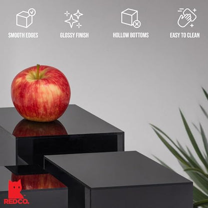 Red Co. Set of 3 Glossy Black Acrylic Cube Display Nesting Risers with Hollow Bottoms - 2 Pack - color: Black, size: 6",7",8" - 2 Pack