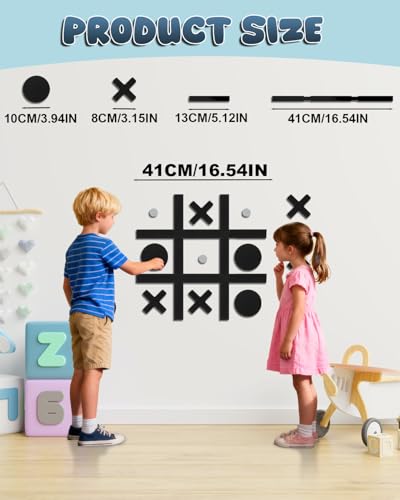 DTRK Magnetic Tic Tac Toe Wall-Mount Game,Game Room Decor,Hallway Decor,Playroom Decor,Modern Wall Decals for Kids Room,Classroom&Offices,Fun for Kids and Adults (Black, Simple Installation) - color: Black