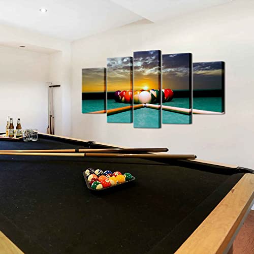 iLOOKLiKE Game Canvas Wall Art Pool Table Room Decor Billiard Balls Pictures Wall Decor Leisure Sport Painting Prints for Modern Game Room Club Bar Decoration12x20inchx2+12x28inchx2+12x32inchx1