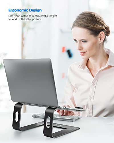Nulaxy Laptop Stand, Ergonomic Aluminum Laptop Computer Stand, Detachable Laptop Riser Notebook Holder Stand Compatible with MacBook Air Pro, Dell XPS, HP, Lenovo More 10-15.6” Laptops - color: C-Black