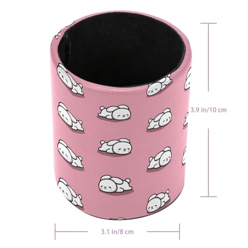 Cute Pink and Rabbit Pen Holder Pencil Organizer for Desk, 3.1” x 3.1” x 3.9” Pencil Cup Office Supplies, Large Capacity Cute Pen and Makeup Brush Holder for Home, School, Desktop - color: Cute Pink and Rabbit