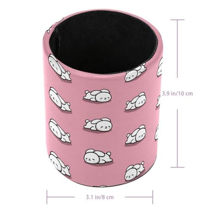 Cute Pink and Rabbit Pen Holder Pencil Organizer for Desk, 3.1” x 3.1” x 3.9” Pencil Cup Office Supplies, Large Capacity Cute Pen and Makeup Brush Holder for Home, School, Desktop - color: Cute Pink and Rabbit