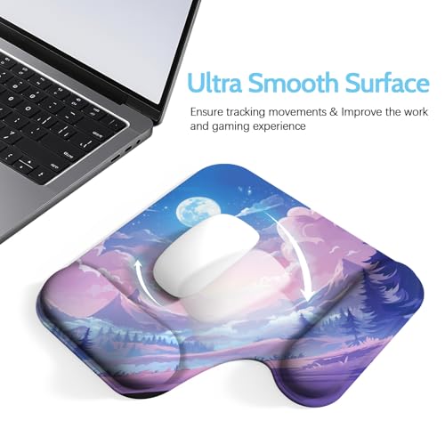 Ergonomic Mouse Pad with Gel Wrist Rest (1"& 1.2" Dual Height) - Mouse Pads Compact Mousepad Desk Mat Office, Gaming & Carpal Tunnel Relief | Non-Slip Rubber Base| Cloud Moon - color: Cloud Moon