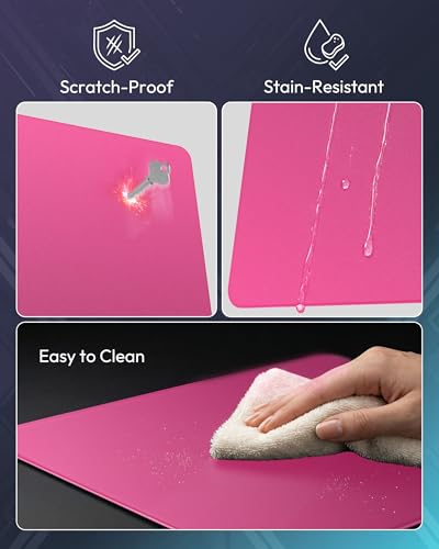 Tempered Glass Gaming Mouse Pad, Micro-Etched Ultra-Smooth Surface, Hard Mouse Pad for Fast Glide, Precision Tracking, Speed & Control, Non-Slip Base, 16.1" x 12.2" - color: Rose