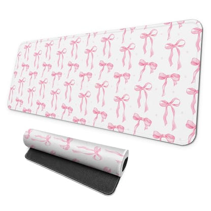 MAY FLOWER Gaming Mouse pad, Large Laptop Mousepad, Full Keyboard Mat, Long Computer Mouse Mat for Home and Office, Anti-Slip Rubber Base, 31.5 x 11.8 Inches (Coquette Bow) - color: Coquette Bow