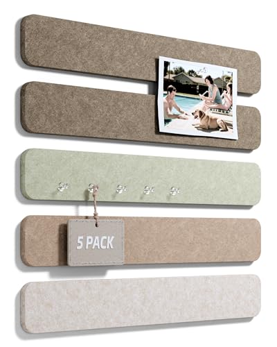 Fluxynara Cork Board Alternative Felt Strip Board 5-Pack 13"x2", Office Pin Board with 35 Push Pins, Adhesive Install for Bedroom Door & Home Office (Linen Dusk) - color: Linen Dusk, size: 5-pack
