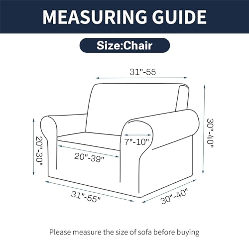 Cupuamon 2026 New Stretch Chair Sofa Slipcovers Couch Cover for 1 Seater Furniture Protector Sofa Covers with Elastic Bottom Jacquard Fabric Small Checks for Pets, Kids - Beige - color: Beige, size: Chair