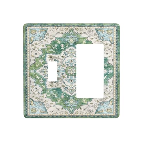 Sage Green Boho Vintage Floral Outlet Covers 1 Toggle 1 Rocker Combination Decorative Wall Plate Electrical Switch Plates Light Switch Cover Plate for Bedroom Living Room Decor - color: Sage Green Boho Vintage Floral, size: 1 Toggle 1 Rcoker Combo / 4.5 X