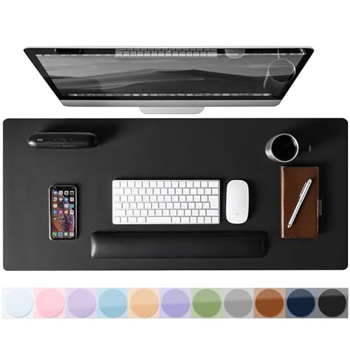 Desk Pad Protector Mouse Pad, Non-slip Computer Mat for Desk, PU Leather Office Desk Mat, Waterproof Desk Pad for Keyboard and Mouse, Laptop Desk Blotter Pad for Home and Office, Black (15.7''X31.5'') - color: Black, size: 15.7''X31.5''
