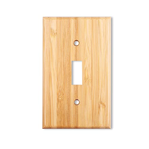 Solid Wood Single Toggle Light Switch Plate 4.5" X 2.76" Bamboo Light Switch Cover Quality Raw Wooden Decorative Bedroom Kitchen Home Decor (Single Toggle) - color: 1PC-Single Toggle