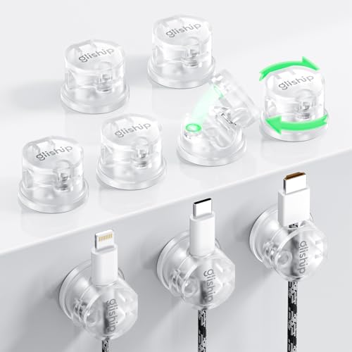 9 Pack Magnetic Cable Clips - gliship [Upgraded 360° Rotatable] Cord Organizer, Strong Magnetic Cord Holder, Adhesive Wire Keeper, Phone Cord Holder, Nightstand Wire Keeper Desk Decor, Tidy Helper - color: clear