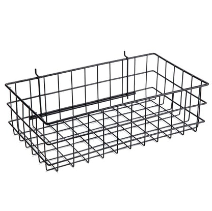 Pegboard Basket Size XL, Black - Hooks to Any Peg Board - Square Style Wire Shelf Baskets - Organize Tools, Workbench, Accessories, Garage Storage - Wall Organizer Attachments - size: X-Large