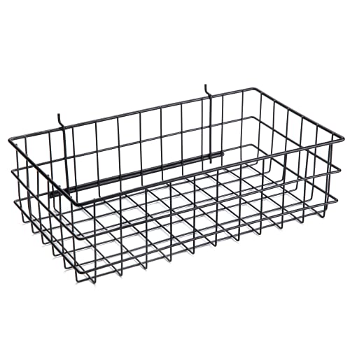 Pegboard Basket Size XL, Black - Hooks to Any Peg Board - Square Style Wire Shelf Baskets - Organize Tools, Workbench, Accessories, Garage Storage - Wall Organizer Attachments - size: X-Large