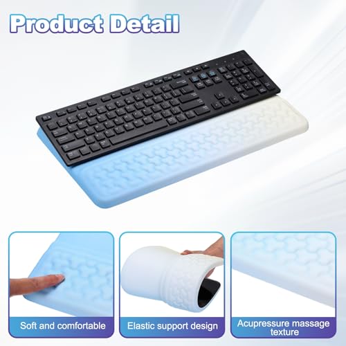 PATIKIL Computer Keyboard Stand with Wrist Rest, Computer Wrist Support Pad, Keyboard Stand Riser Holder Pad for Office Desk Gaming Home, Blue and Yellow - color: Blue and Yellow