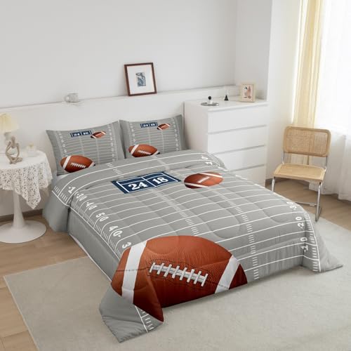 jejeloiu Football Comforter Set Twin Size Kids Rugby Comforter for Boys Girls Teens Football Bedding Set Breathable Sports Theme Duvet Set Room Decor Quilt Set - color: Multi 04, size: Twin