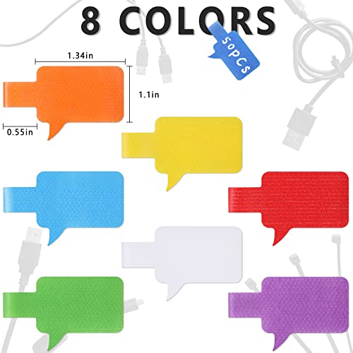 Outus 50 Pcs Cable Labels Multi Color with Writable Surface Reusable Waterproof Durable Wire Labels Tags 8-Color for Cord Identification Industrial Cable Management(Simple Style) - style: Simple Style