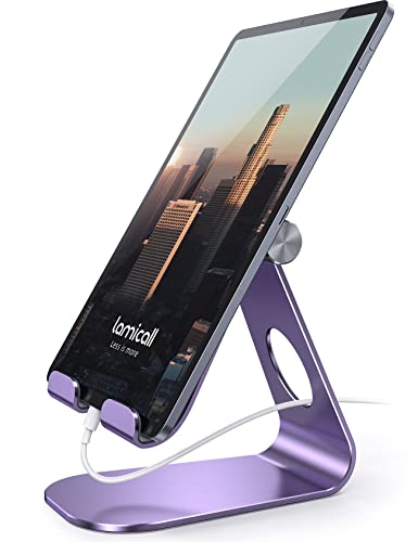 Lamicall Tablet Stand, Adjustable Tablet Holder - Desktop Stand Holder Gifts Compatible with 4-13" Tablets Such as iPad Pro 11, 9.7, 10.5, 12.9 Air Mini, Kindle, Tab, iPhone Air 17 Pro Max, Purple - color: Purple