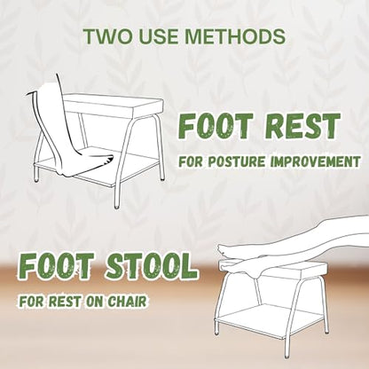 Double Step Footrest Under Desk Versatile Foot Stool Ottoman for Comfortable Desk Work Office Life (White) - color: White