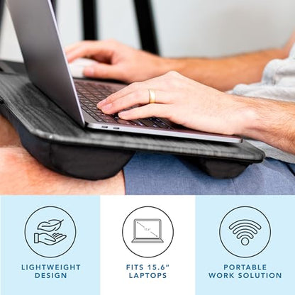LAPGEAR Home Office Lap Desk with Device Ledge, Mouse Pad, and Phone Holder - Gray Woodgrain - Fits up to 15.6 Inch Laptops - Style No. 91545 - color: Gray Woodgrain, size: Home Office W/Device Ledge