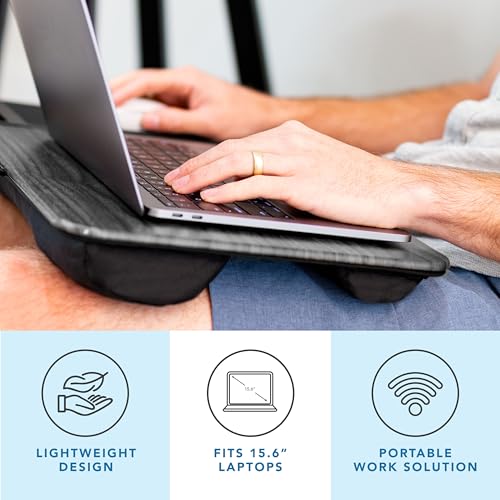 LAPGEAR Home Office Lap Desk with Device Ledge, Mouse Pad, and Phone Holder - Gray Woodgrain - Fits up to 15.6 Inch Laptops - Style No. 91545 - color: Gray Woodgrain, size: Home Office W/Device Ledge