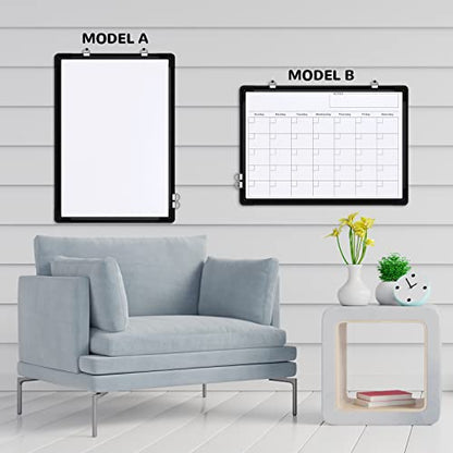 Monthly Calendar Whiteboard for Wall, 16x12 Inches Dry Erase Board, Small Magnetic White Board, Double-Sided Hanging Board for Office School Home Kitchen, Portable Board for Drawing Planning, Black - style: Whiteboard 16X12 Black