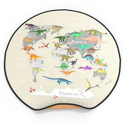 Splat Mat for Baby – Under High Chair Floor Mat Protects Wood, Vinyl and Carpet from Spills – Waterproof 4 Layer Baby Mat with Anti-Skid Backing Deters Bunching and Sliding (51” x 51”) - color: Dinos World Map