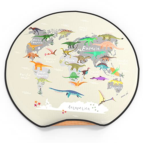 Splat Mat for Baby – Under High Chair Floor Mat Protects Wood, Vinyl and Carpet from Spills – Waterproof 4 Layer Baby Mat with Anti-Skid Backing Deters Bunching and Sliding (51” x 51”) - color: Dinos World Map