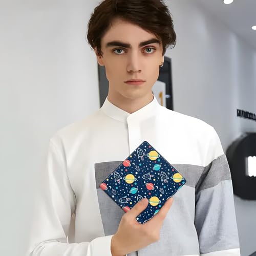 Wallet for Boys Leather Space Universe Wallets Credit Id Card Cash Holder Black Rfid Blocking Zipper Cute Cool Funny Aesthetic Wallets With Coin Pocket Id Window Teen Wallets for Boys Teenager Wallet - color: space-2
