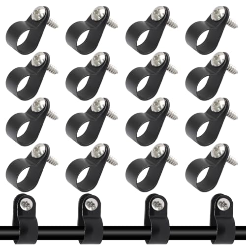 100 Pcs 1/2 Inch Black Nylon Screw Mounting R-type Cable Clip Wire Clamp, 13.2mm Cable Clip Wire Clamp for Wire Management, Stainless Steel Screws Included - color: 100 Pcs Black, size: 1/2