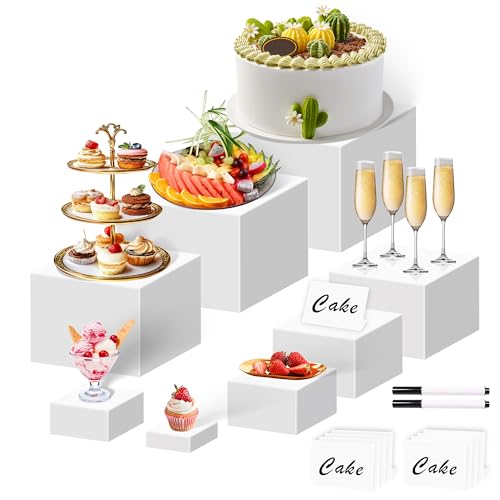 6Pcs Buffet Risers,Food Risers for Buffet Table Display Stand Shelf for Party Catering Desset Jewelry Collectibles - color: White, size: 6pcs-5''6''7''8''9''10''