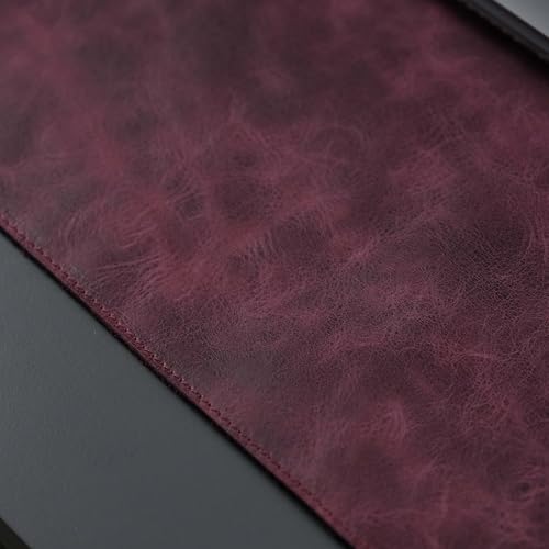 Jersey Genuine Calfskin Leather Desk Pad, Office Desk Mat with Non-Slip Bottom, Smooth Surface for Mouse & Keyboard, Desk Protector (36x19 inches) (Dark Purple) - color: Dark Purple