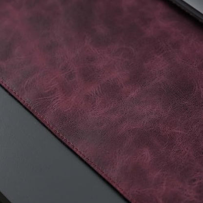 Jersey Genuine Calfskin Leather Desk Pad, Office Desk Mat with Non-Slip Bottom, Smooth Surface for Mouse & Keyboard, Desk Protector (36x19 inches) (Dark Purple) - color: Dark Purple