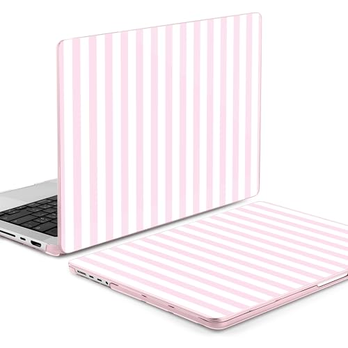 DONGKE Compatible with MacBook Pro 16 Inch Case (2026-2021 Release, M5 M4 M3 M2 M1 Pro/Max Chip), Plastic Hard Shell with Keyboard Cover & Screen Protector for MacBook Pro 16", Pink & White Stripes - color: Pink & White Stripes
