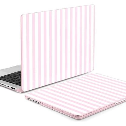 DONGKE Compatible with MacBook Pro 16 Inch Case (2026-2021 Release, M5 M4 M3 M2 M1 Pro/Max Chip), Plastic Hard Shell with Keyboard Cover & Screen Protector for MacBook Pro 16", Pink & White Stripes - color: Pink & White Stripes