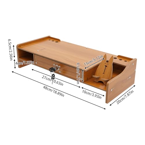 Computer Monitor Stand, Computer Rack with Drawers, Two top Platforms Desk Organizer Monitor Stand with Extra Large Storage Desktop Computer Stand for PC, Laptop, Printer, Screen, TV (03) - size: 03