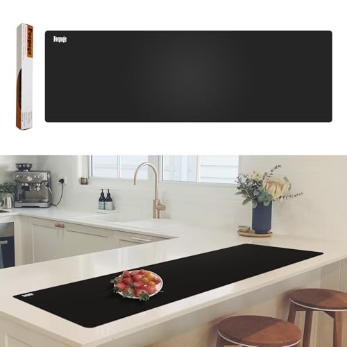 49.2" x 15.7" Large Silicone Mat for Kitchen Counter Protector, Cuttable Silicon Countertop Protector Mat Heat Resistant Mats for Countertop, Cut to Fit Placemat Ship Roll by Foepoge, Black - color: Black, size: 49.2" x 15.7"