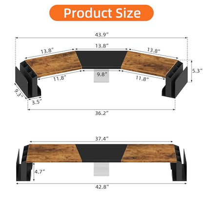 WESTREE Dual Monitor Stand Riser with Pen Holder, Computer Monitor Riser with Adjustable Angle and LED Light, Desktop Monitor Stand Riser Storage Organizer for Computer, Laptop, Printer, TV(Rustic Brown)