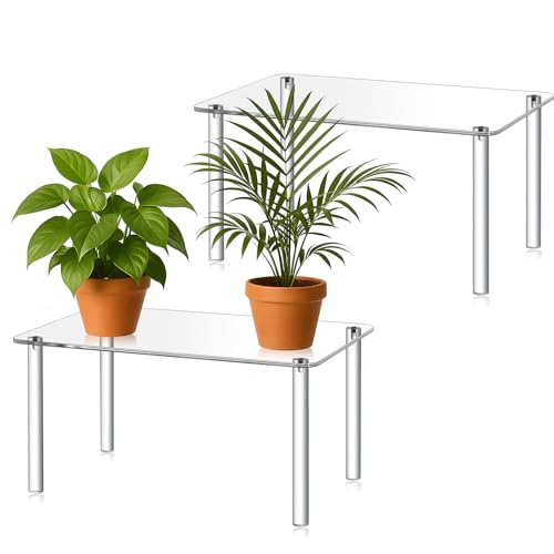 RattanView 1 Pcs 16 Inch Extra Large Acrylic Risers Display Stands Rectangular 4-leg Acrylic Plant Stand, 6mm Thick Clear Shelf Riser Display Stands for Decor Collectibles Figures and Item Photography - color: Acrylic, size: 16×10×8in